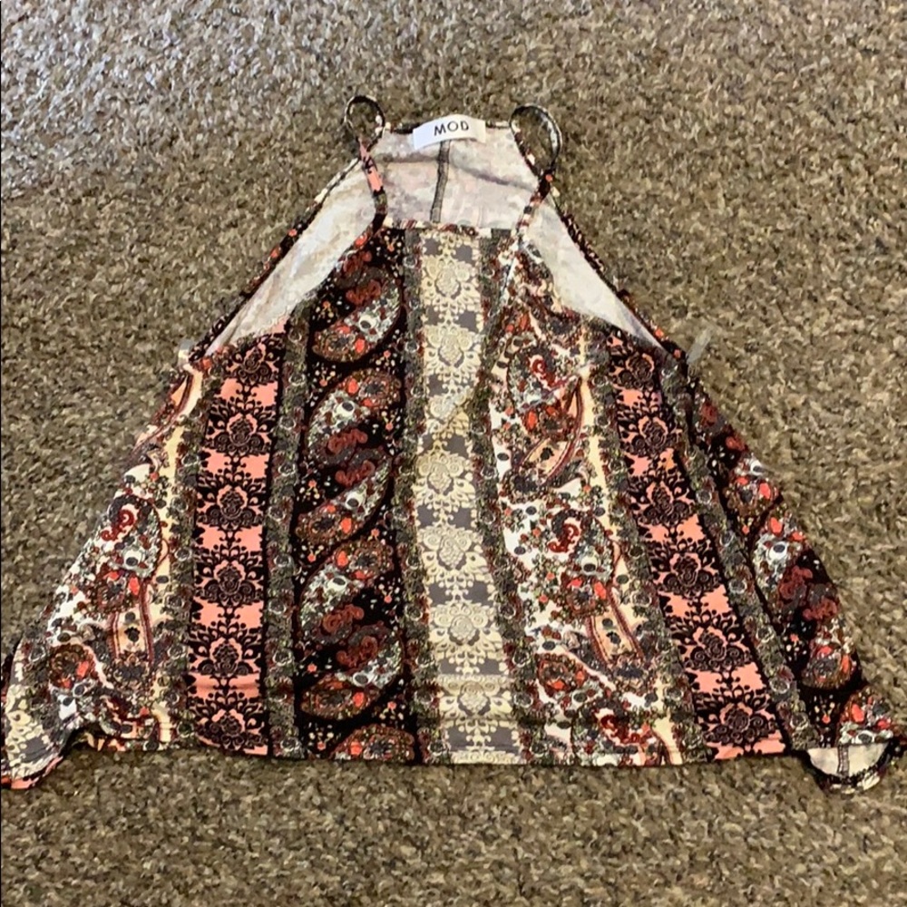 Boutique tank with boho pattern